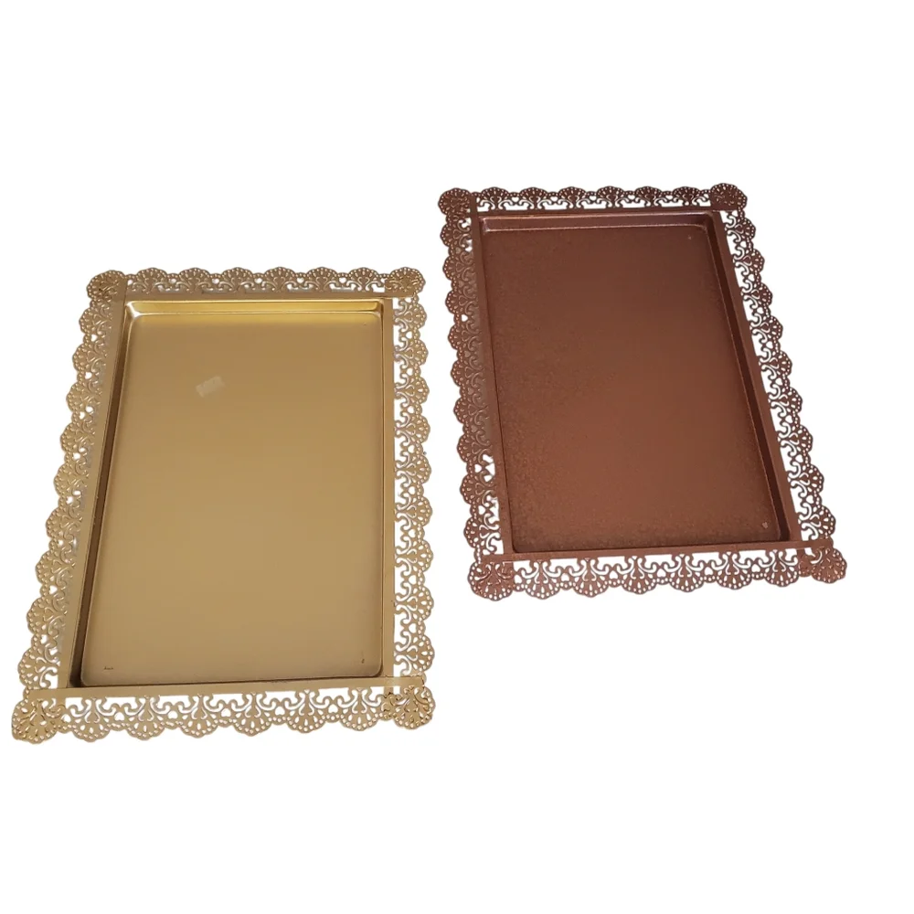 Metal Jewelry Trays 2 Piece Gold / Copper Color Organization